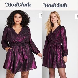 Never Worn! ModCloth Shiny mini Purple Dress!